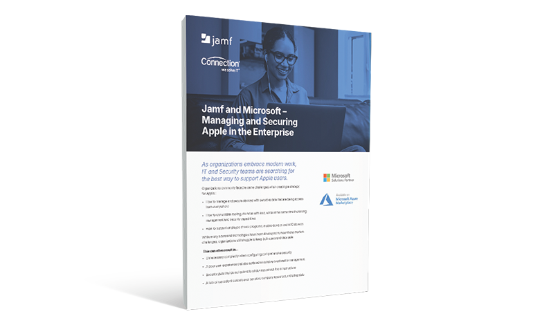 Cover of the Jamf and Connection whitepaper: "Jamf and Microsoft – Managing and Securing Apple in the Enterprise."