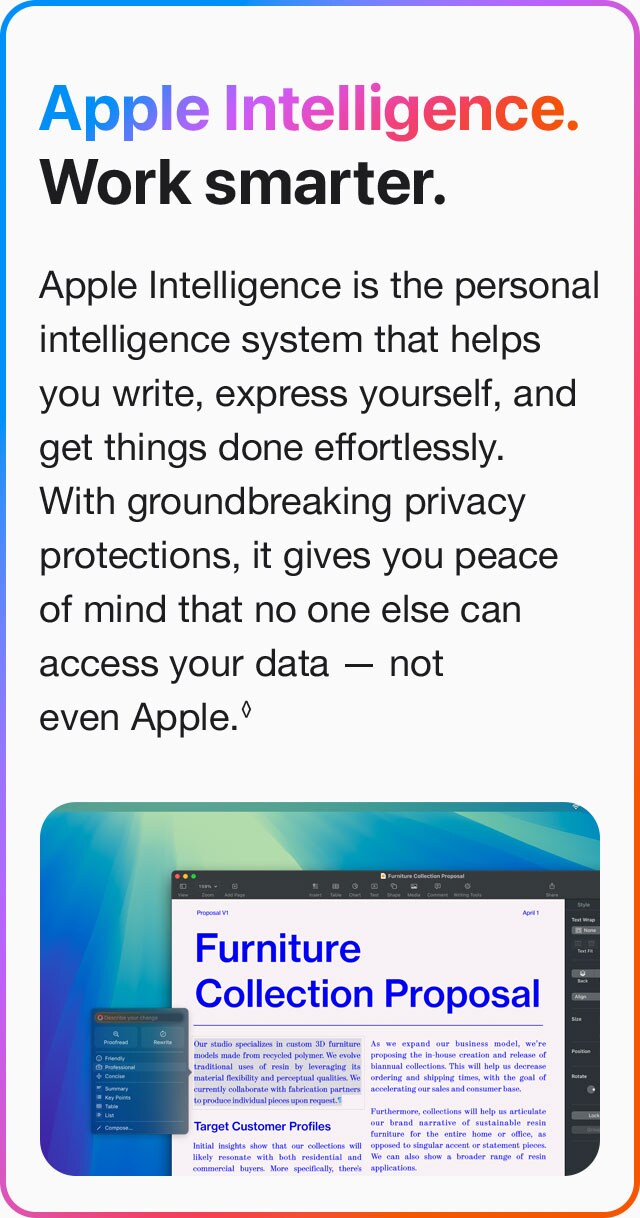 Apple Intelligence.  Work smarter.