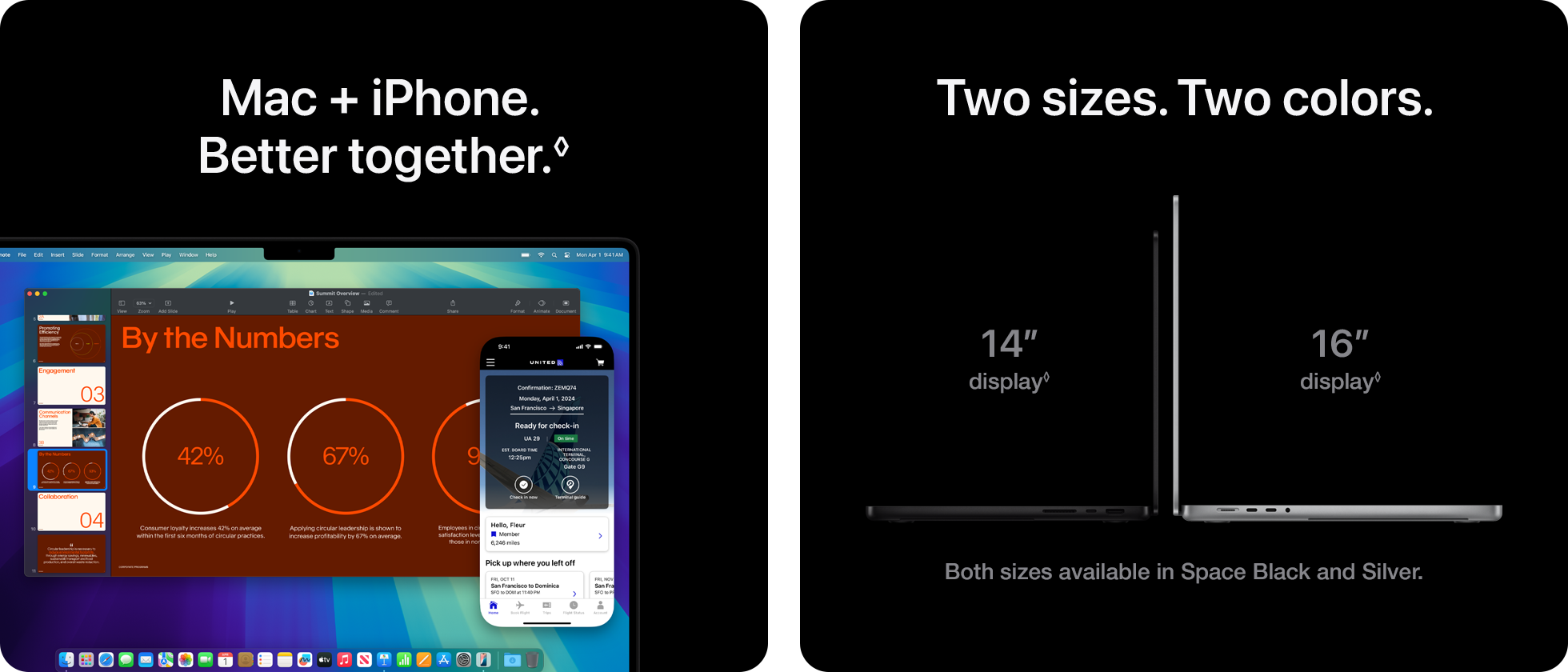 Mac + iPhone. Better together.&loz; Two sizes. Two colors.