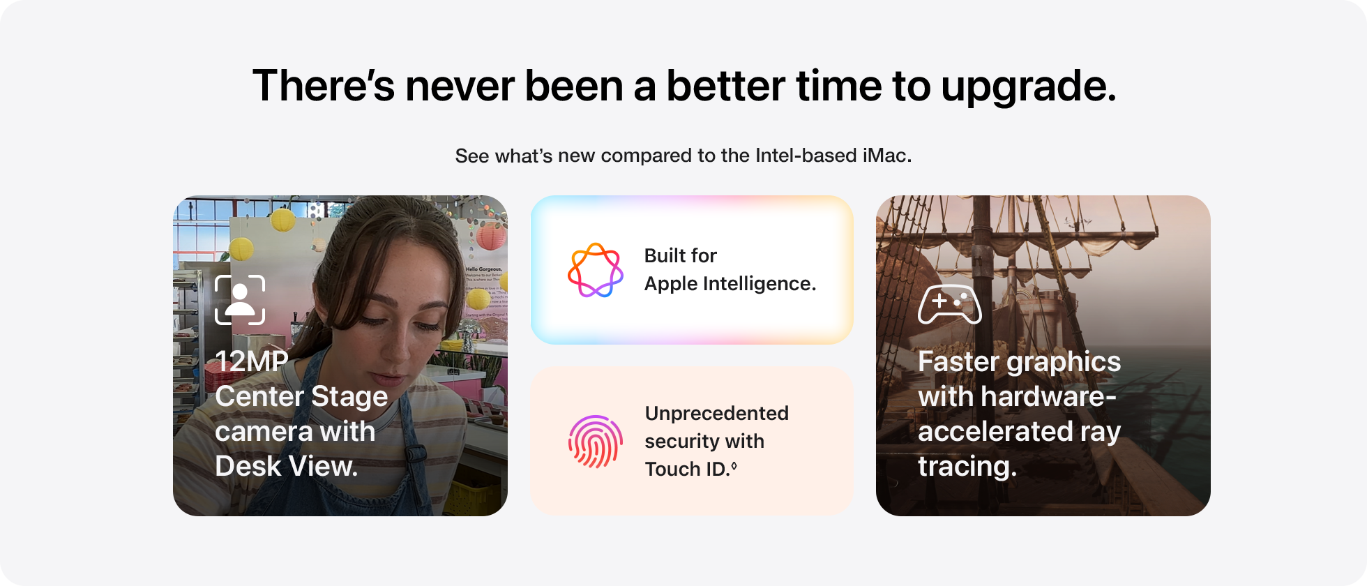 There&rsquo;s never been a better time to upgrade. Here&rsquo;s what you get with the latest iMac.