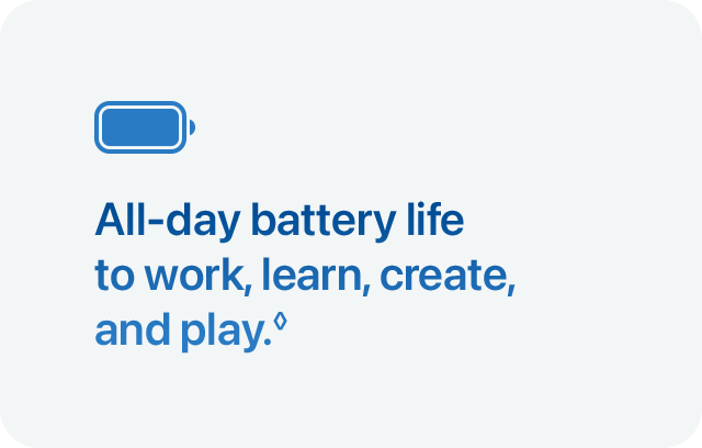 All‑day battery life to work, learn, create, and play.&loz;