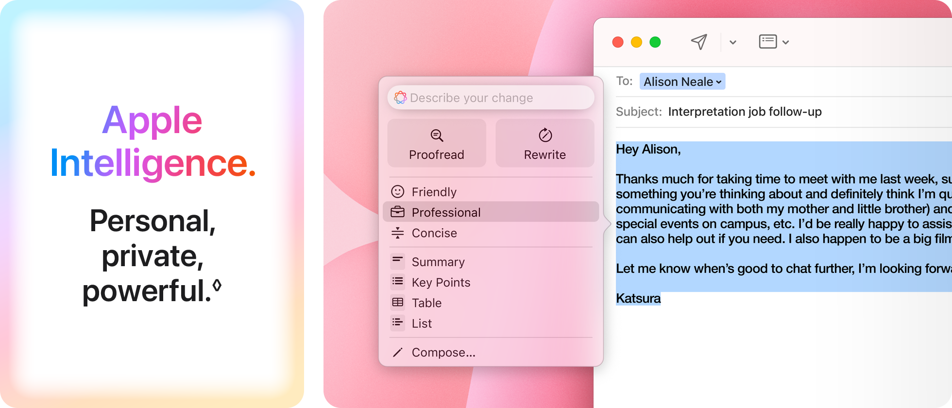 Apple Intelligence - Personal, private, powerful.&loz;